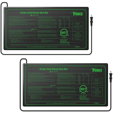 Ipower 2PCS Seedling Heat Mat 10"x20" Seed Starter Pad Germination Propagation GLHTMTSX2